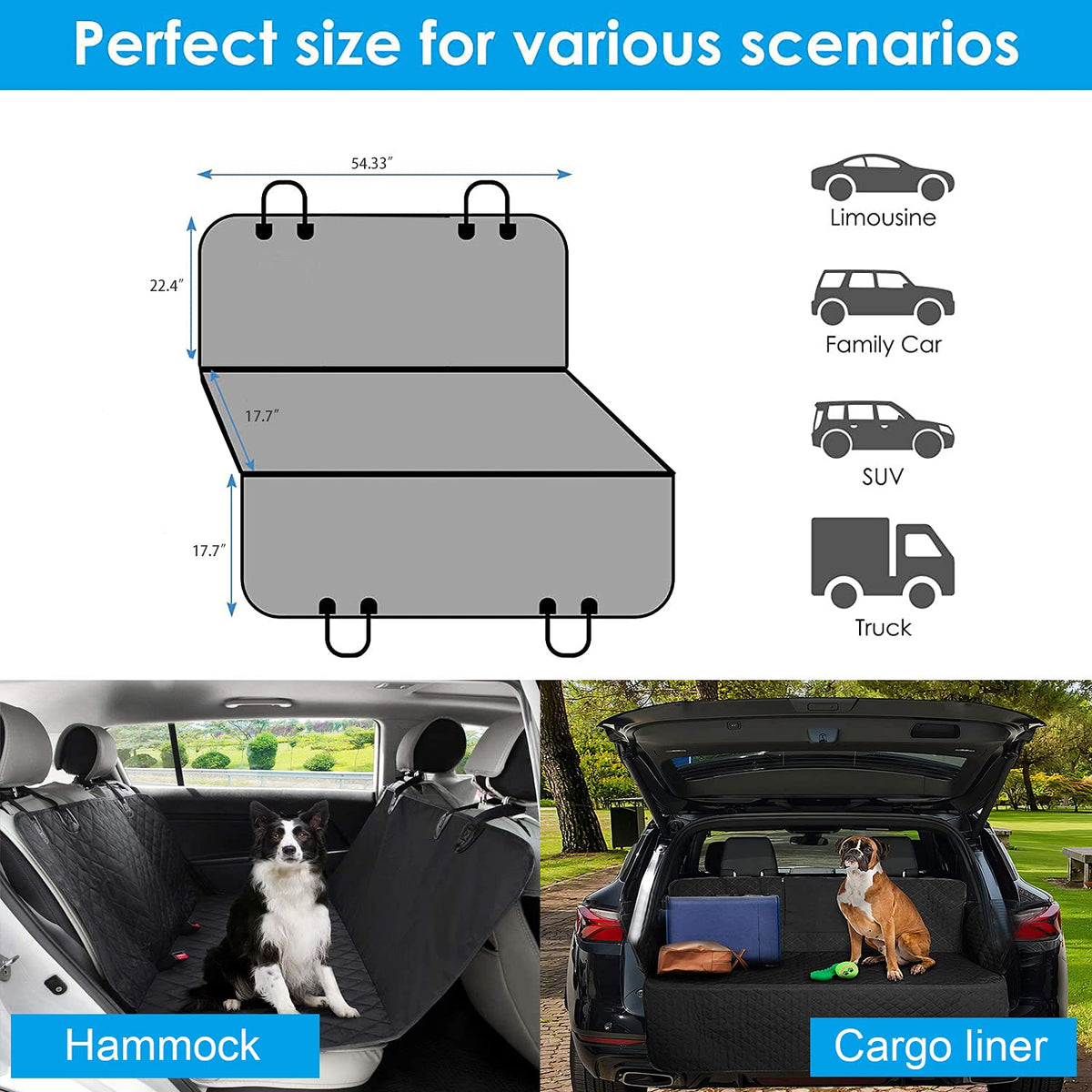Dog Car Seat Cover, Protect Your Car From Fur, Mud & Scratches - Fit for All Cars