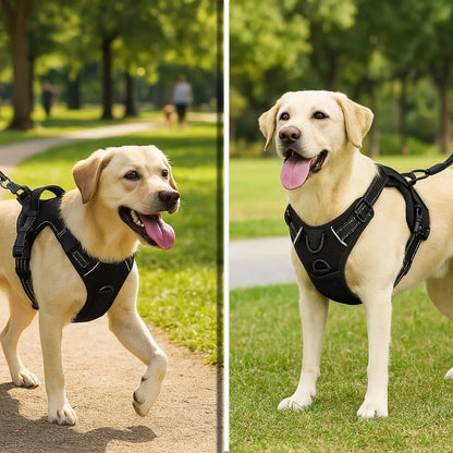 Premium Dog Vest Harness, No-Pull Dog Harness with Leash (Black)