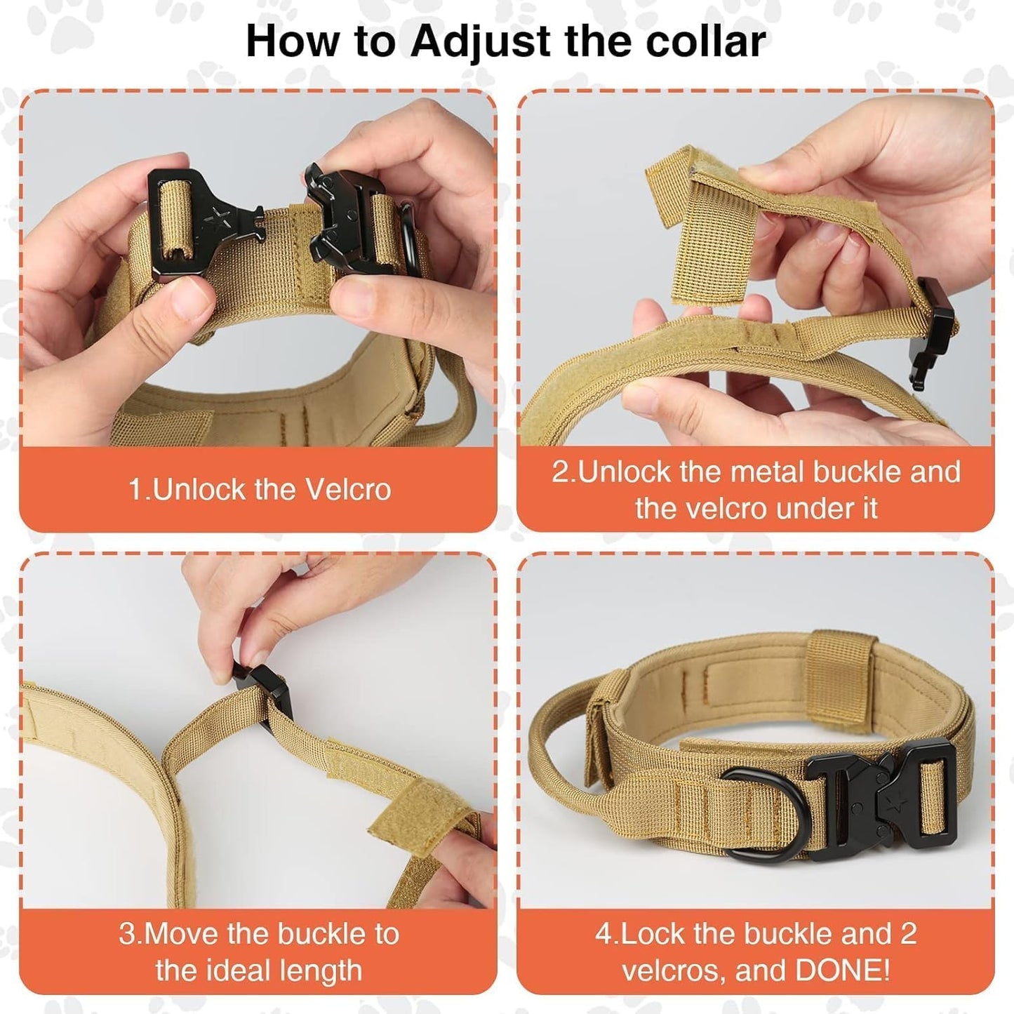 Heavy Duty Dog Collar & Leash Set with Control Handle, Adjustable Training Collar with Metal Buckle
