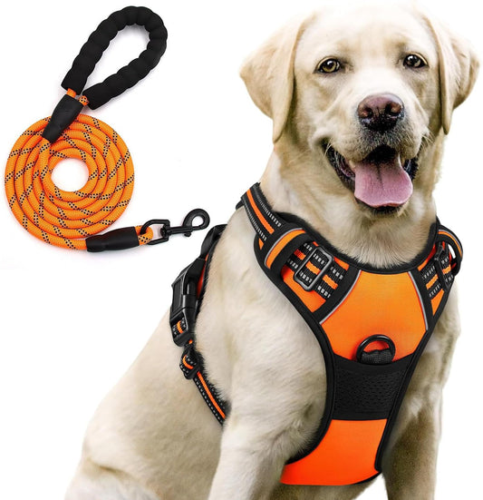 Premium Dog Vest Harness, No-Pull Dog Harness with Leash (Orange)