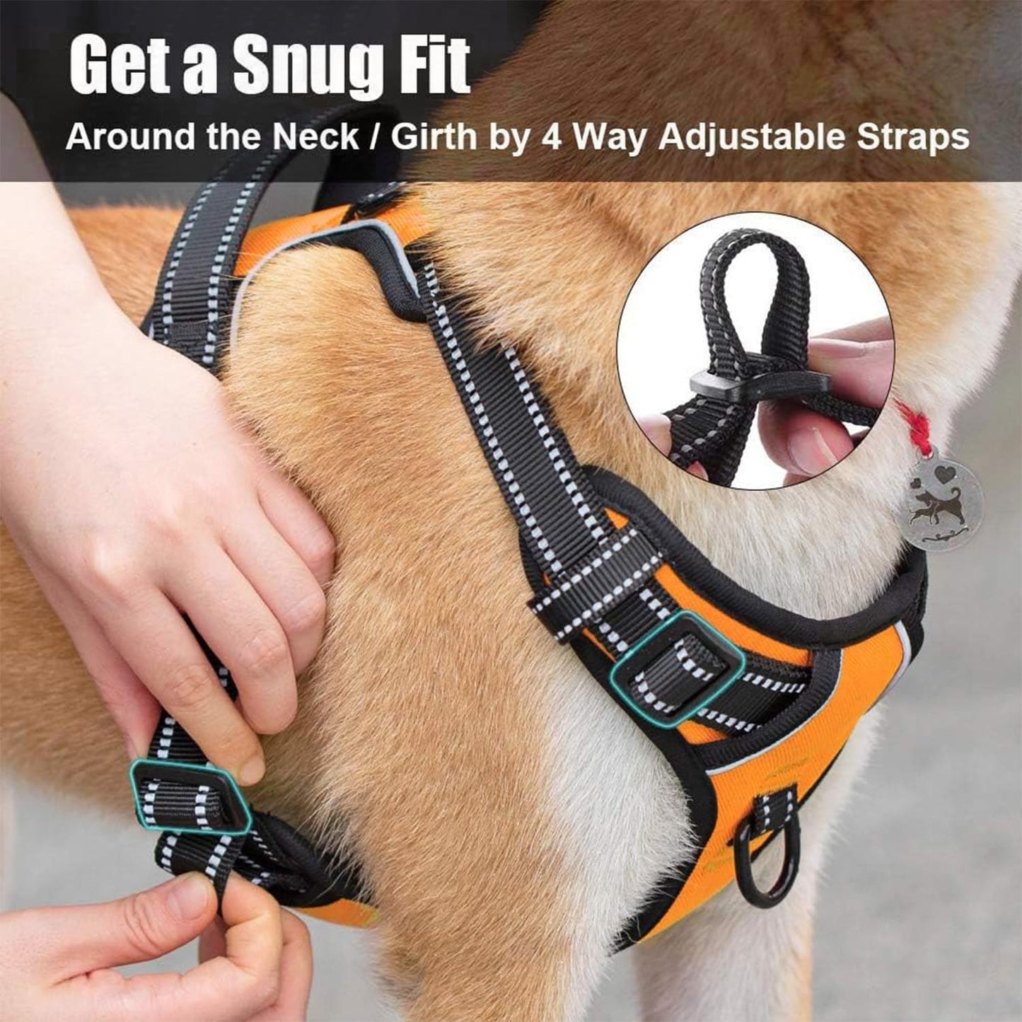 Premium Dog Vest Harness, No-Pull Dog Harness with Leash (Orange)