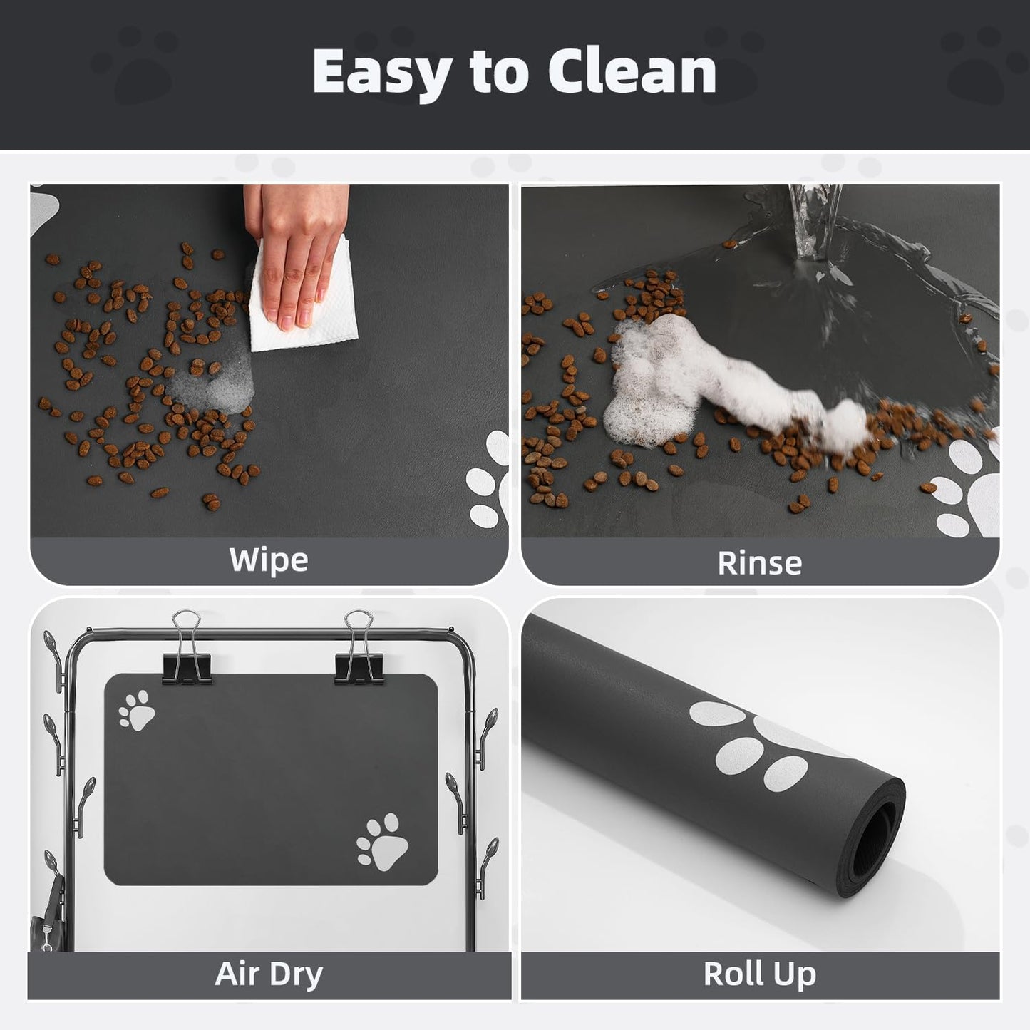 Pet Feeding Mat, Food & Water Bowl Mat for Dogs