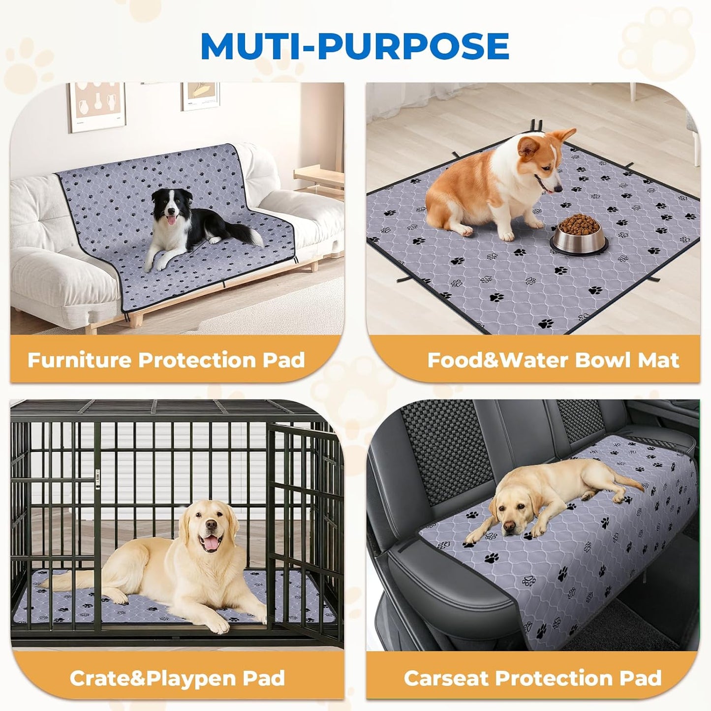 Washable Pee Pads for Dogs (Pack of 2) | Super Absorbent, Machine Washable, Reusable Mats – 100% Waterproof, Anti-Skid Bottom