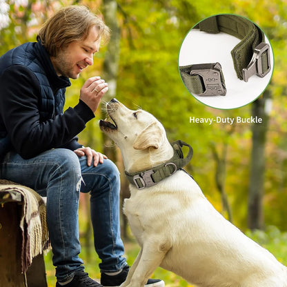 Heavy Duty Dog Collar & Leash Set with Control Handle, Adjustable Training Collar with Metal Buckle