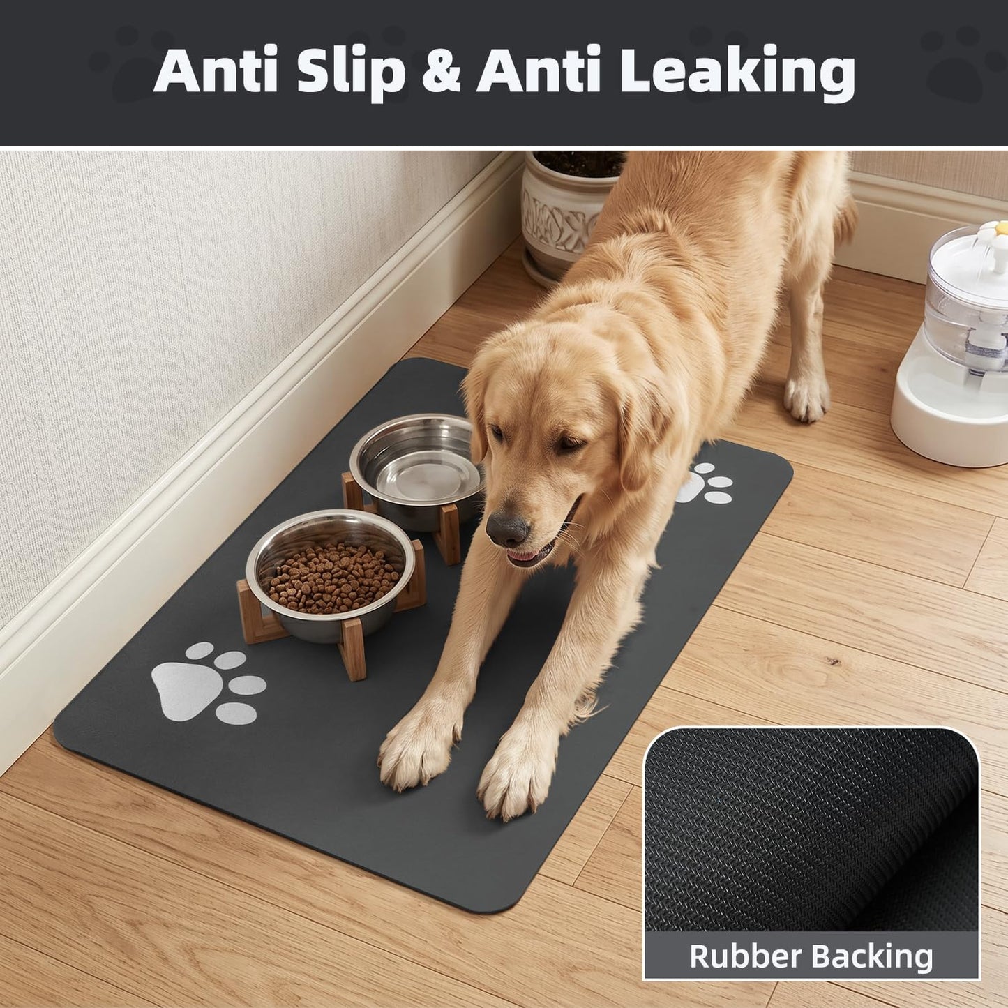 Pet Feeding Mat, Food & Water Bowl Mat for Dogs