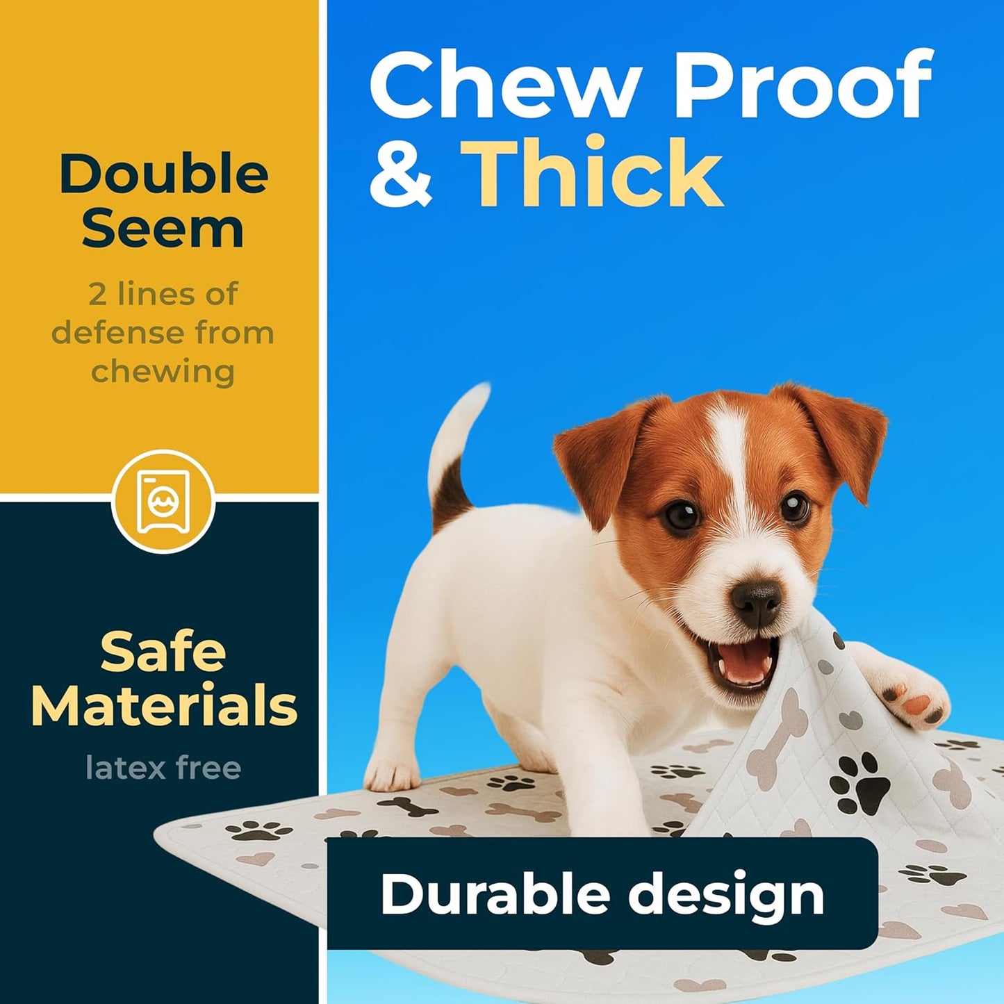 Washable Pee Pads for Dogs (Pack of 2) | Super Absorbent, Machine Washable, Reusable Mats – 100% Waterproof, Anti-Skid Bottom