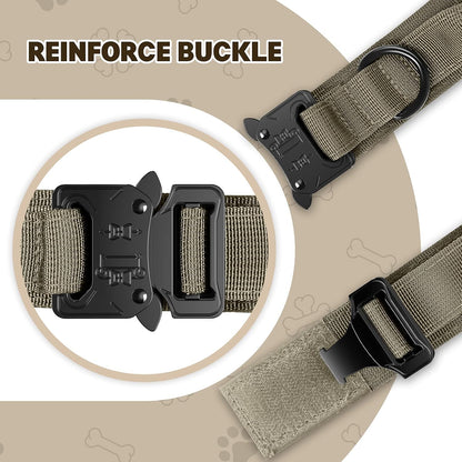 Heavy Duty Dog Collar & Leash Set with Control Handle, Adjustable Training Collar with Metal Buckle