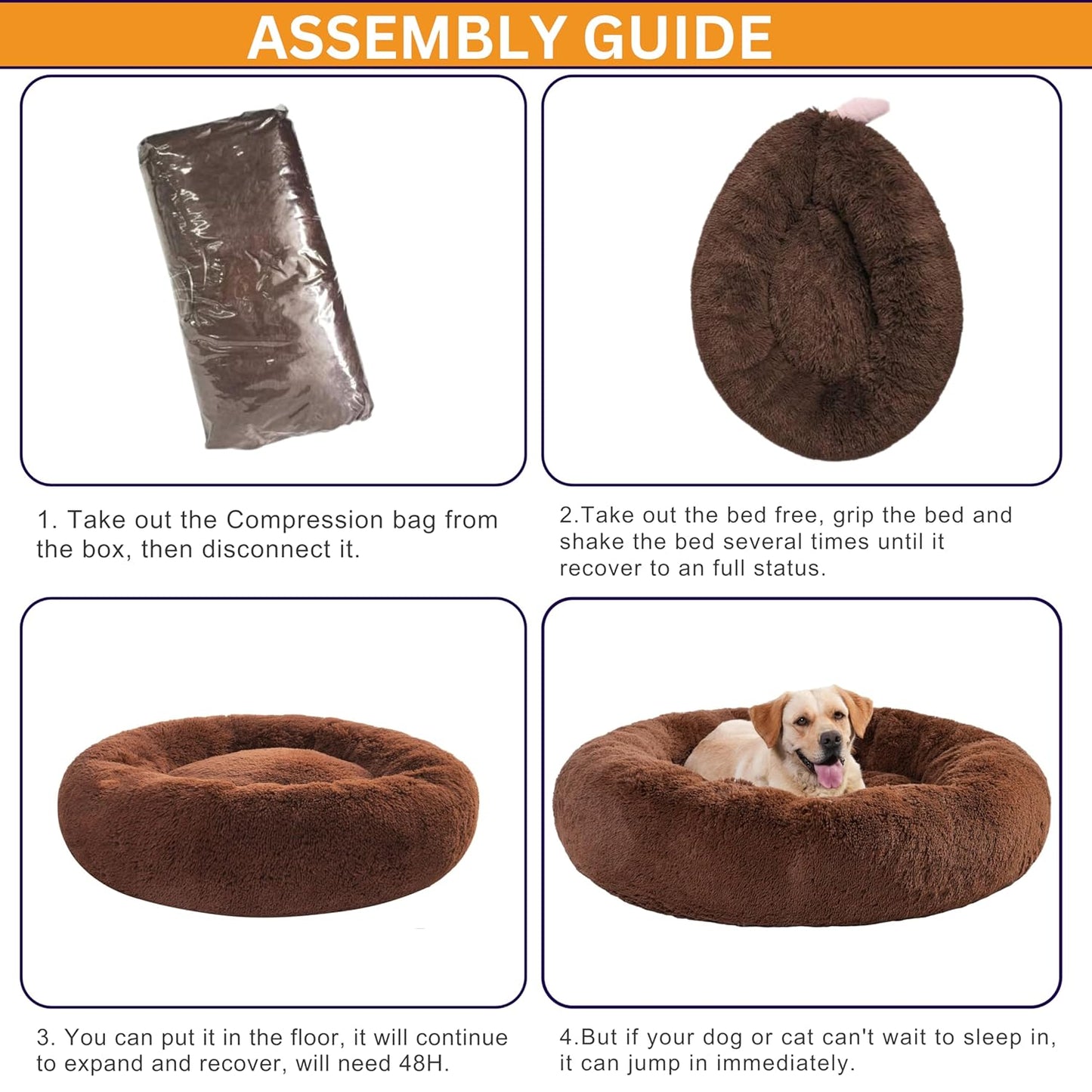 Super Soft Winter Bed For Dog Lux Fur, Machine Washable, Orthopedic Relief