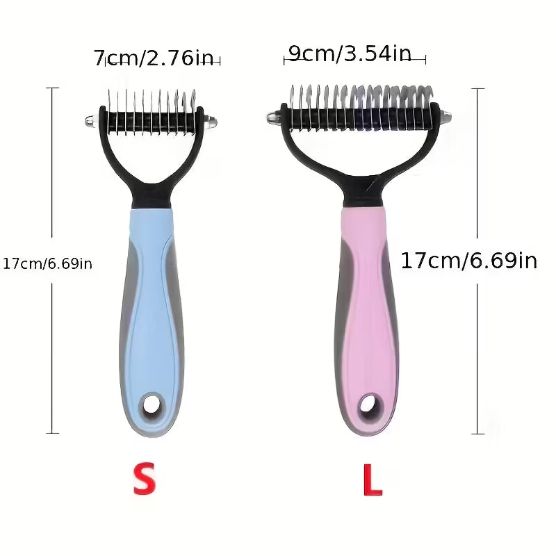 Grooming Tool for Shedding and Dematting - Stainless Steel Dog Comb - Double-Sided Blade