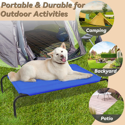 Elevated Dog Bed with Metal Frame (Blue)