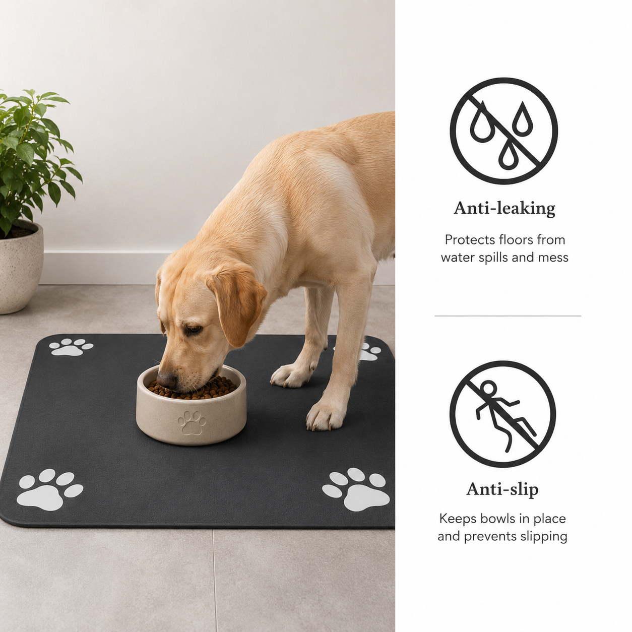 Pet Feeding Mat, Food & Water Bowl Mat for Dogs