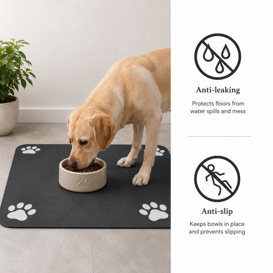 Pet Feeding Mat, Food & Water Bowl Mat for Dogs