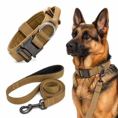 Heavy Duty Dog Collar & Leash Set with Control Handle, Adjustable Training Collar with Metal Buckle