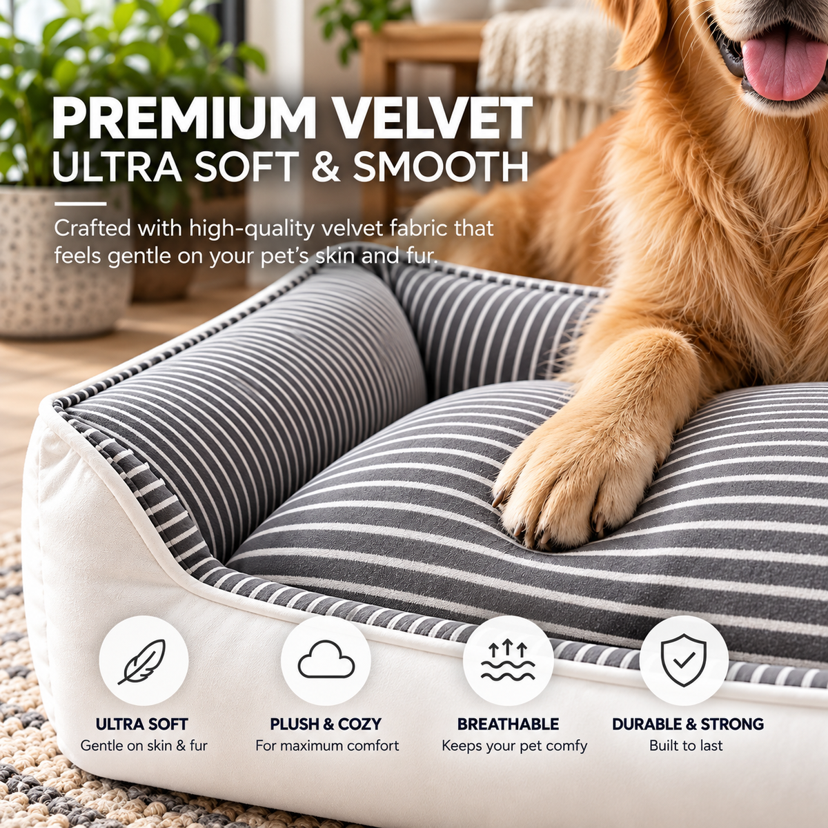 Premium Winter Bed for Dogs, Ultra Soft, Cozy, Washable & anti-skid
