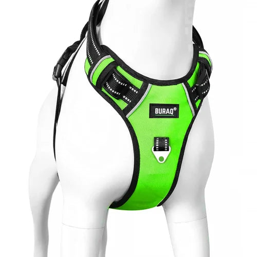 Reflective No Pull Dog Harnesses with Handle & Adjustable (Green)