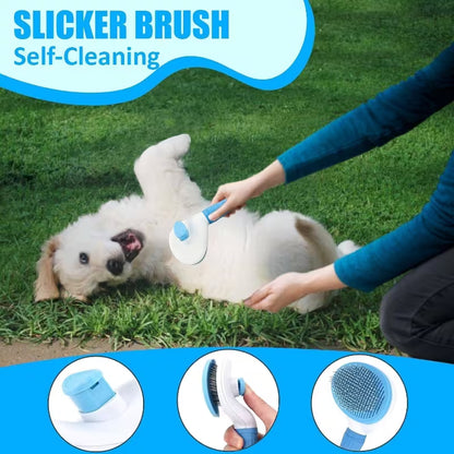 Pet Grooming & Deshedding Kit – 3-Piece Combo for Dogs & Cats | Dematting Rake, Slicker Brush & Massage Brush