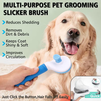Pet Grooming & Deshedding Kit – 3-Piece Combo for Dogs & Cats | Dematting Rake, Slicker Brush & Massage Brush