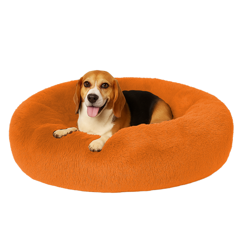 Super Soft Winter Bed For Dog Lux Fur, Machine Washable, Orthopedic Relief (Orange)