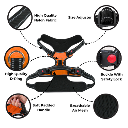 Premium Dog Vest Harness, No-Pull Dog Harness with Leash (Orange)