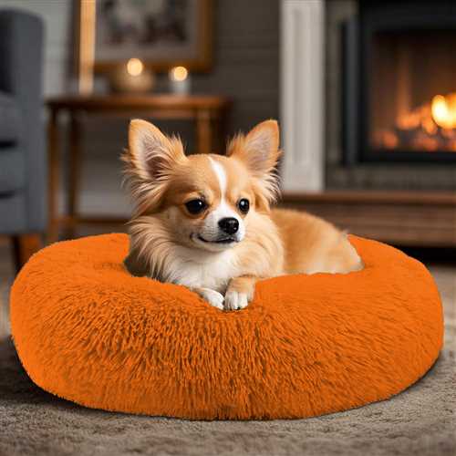 Super Soft Winter Bed For Dog Lux Fur, Machine Washable, Orthopedic Relief (Orange)