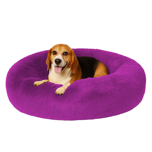 Super Soft Winter Bed For Dog Lux Fur, Machine Washable, Orthopedic Relief (Purple)