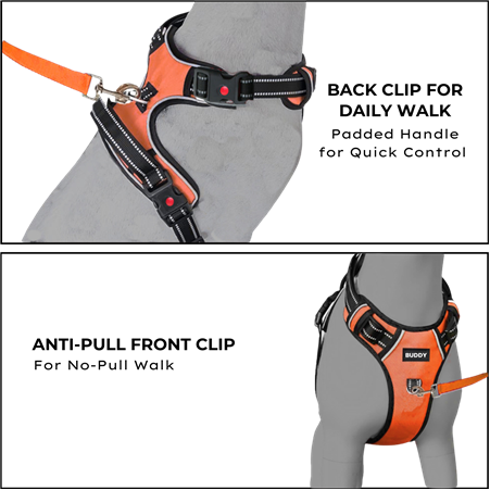 Premium Dog Vest Harness, No-Pull Dog Harness with Leash (Orange)