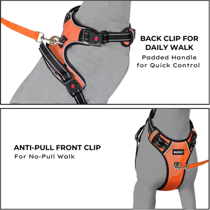Premium Dog Vest Harness, No-Pull Dog Harness with Leash (Orange)