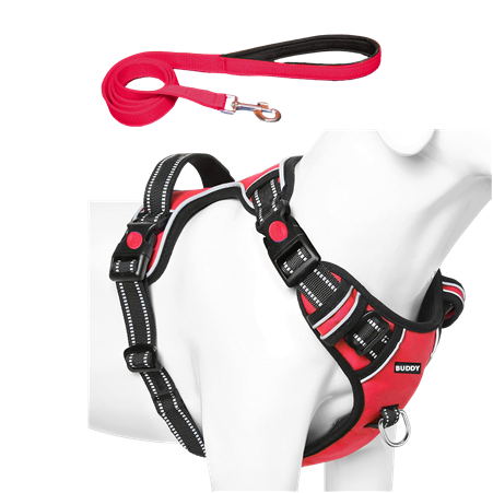 Premium Dog Vest Harness, No-Pull Dog Harness with Leash (Red)