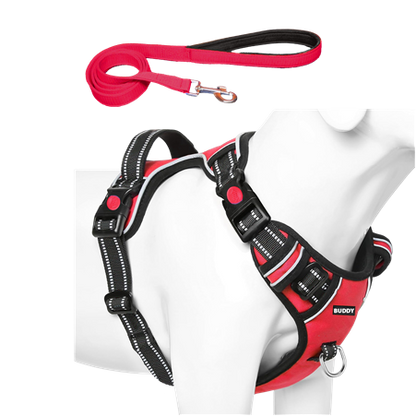 Premium Dog Vest Harness, No-Pull Dog Harness with Leash (Red)