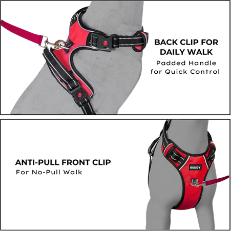 Premium Dog Vest Harness, No-Pull Dog Harness with Leash (Red)