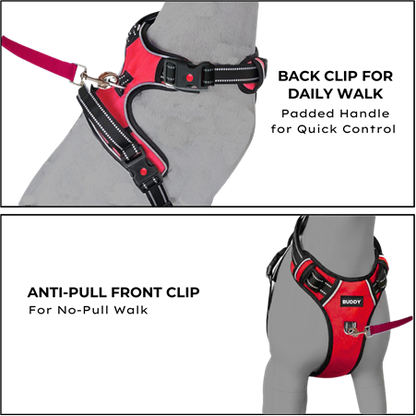 Premium Dog Vest Harness, No-Pull Dog Harness with Leash (Red)