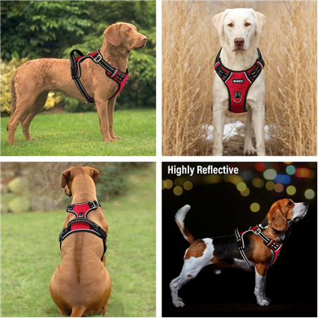 Premium Dog Vest Harness, No-Pull Dog Harness with Leash (Red)