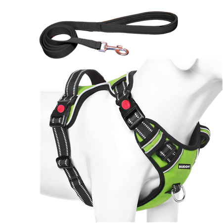 Premium Dog Vest Harness, No-Pull Dog Harness with Leash (Green)