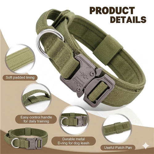 Heavy Duty Dog Collar & Leash Set with Control Handle, Adjustable Training Collar with Metal Buckle